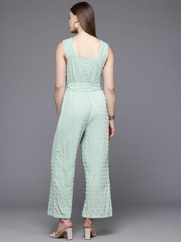 Freehand Women Regular Fit Textured Ruched Jumpsuit