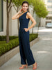 Women's Fitted One Shoulder Flare Jumpsuit