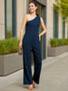 Women's Fitted One Shoulder Flare Jumpsuit