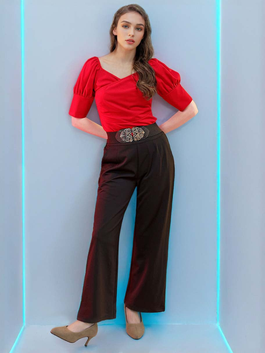 Women's Fitted Fitted Wrap Top