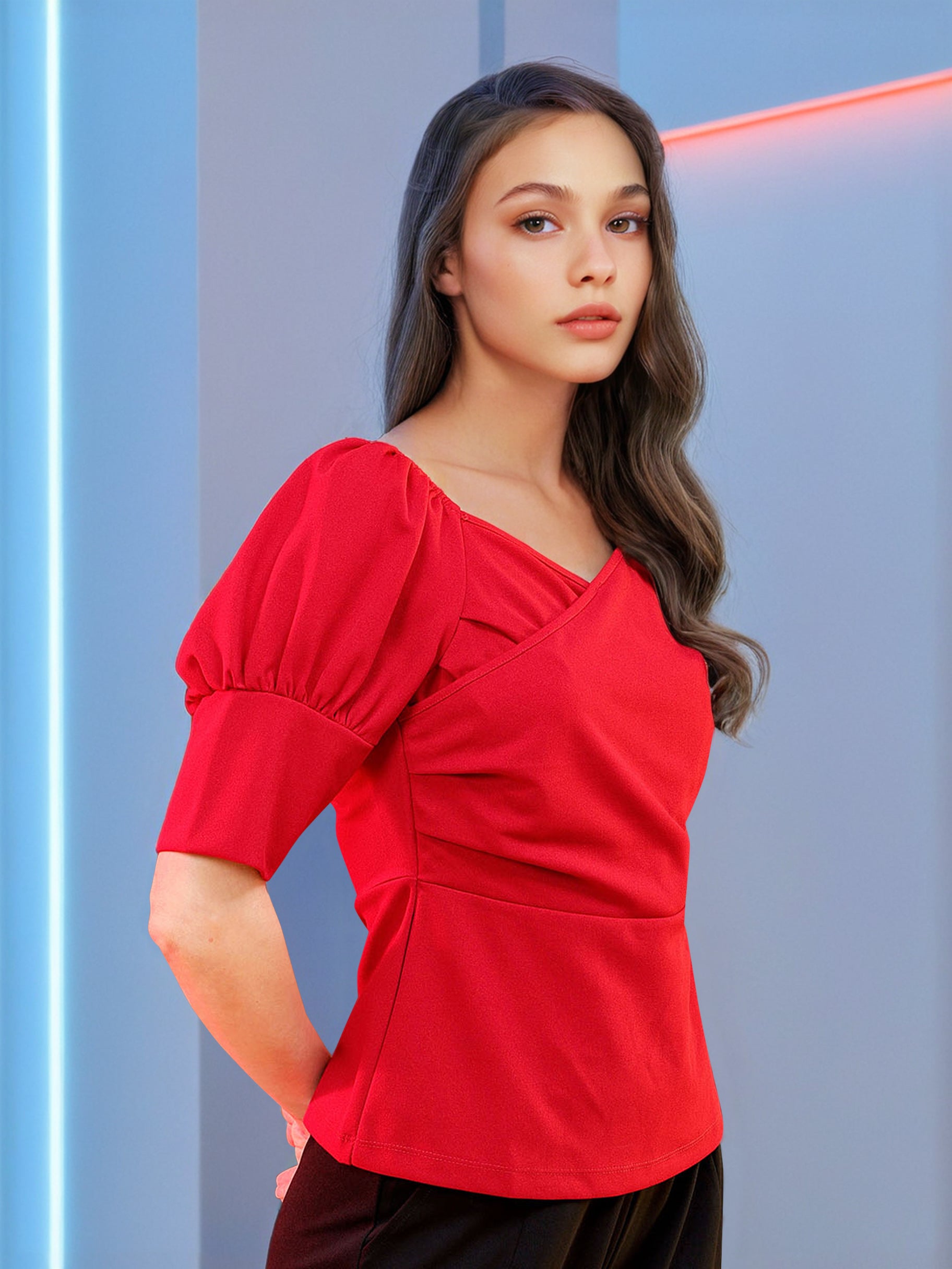 Women's Fitted Fitted Wrap Top