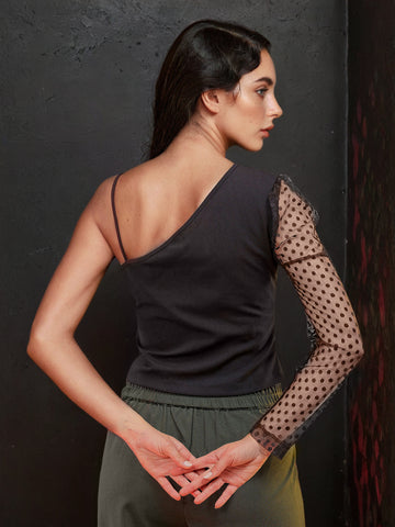 Women's Top With Meash Sleeves