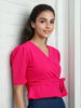 Women's Puff Sleeves Wrap Top