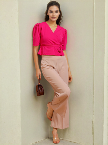 Women's Puff Sleeves Wrap Top