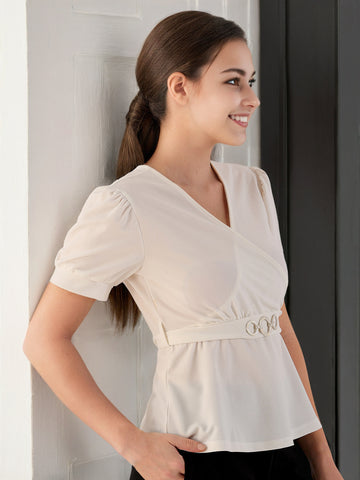 Women's V Neck Peplum Top
