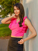 Women's V Neck Ruffle Crop Top