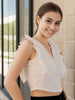 Women's V Neck Ruffle Crop Top