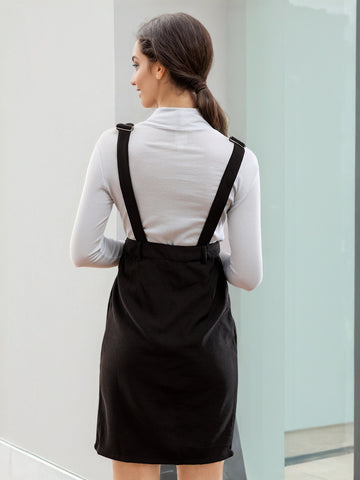 Women's Corduroy Knee Length Dungaree Skirt