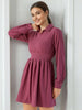 Women's Corduroy Elasticated V-Neck Dress