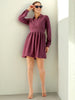 Women's Corduroy Elasticated V-Neck Dress