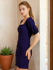Women's Fitted Corduroy Puff Sleeve Dress