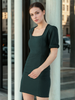 Women's Fitted Corduroy Puff Sleeve Dress