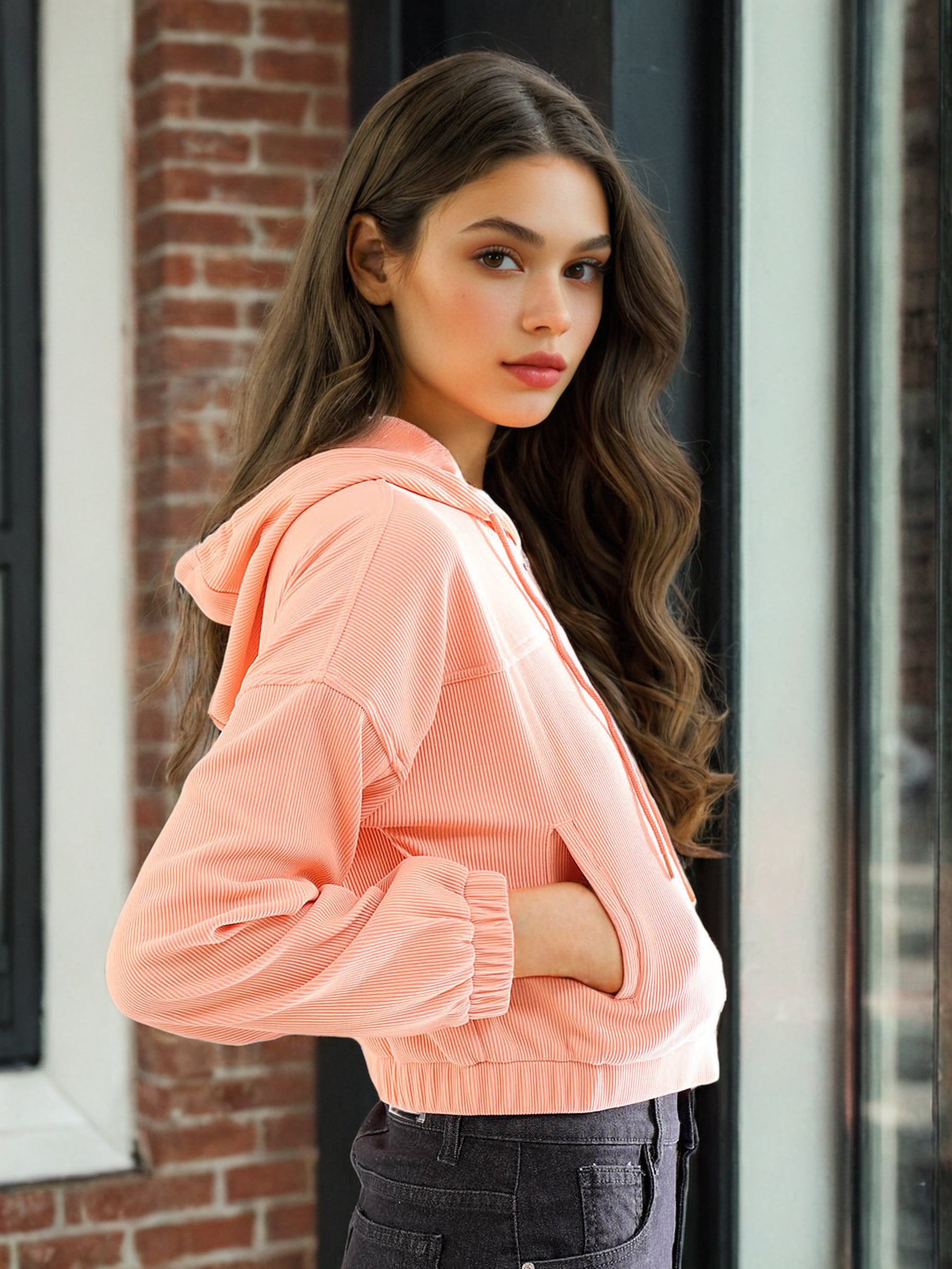 Women's Corduroy Hooded Jacket