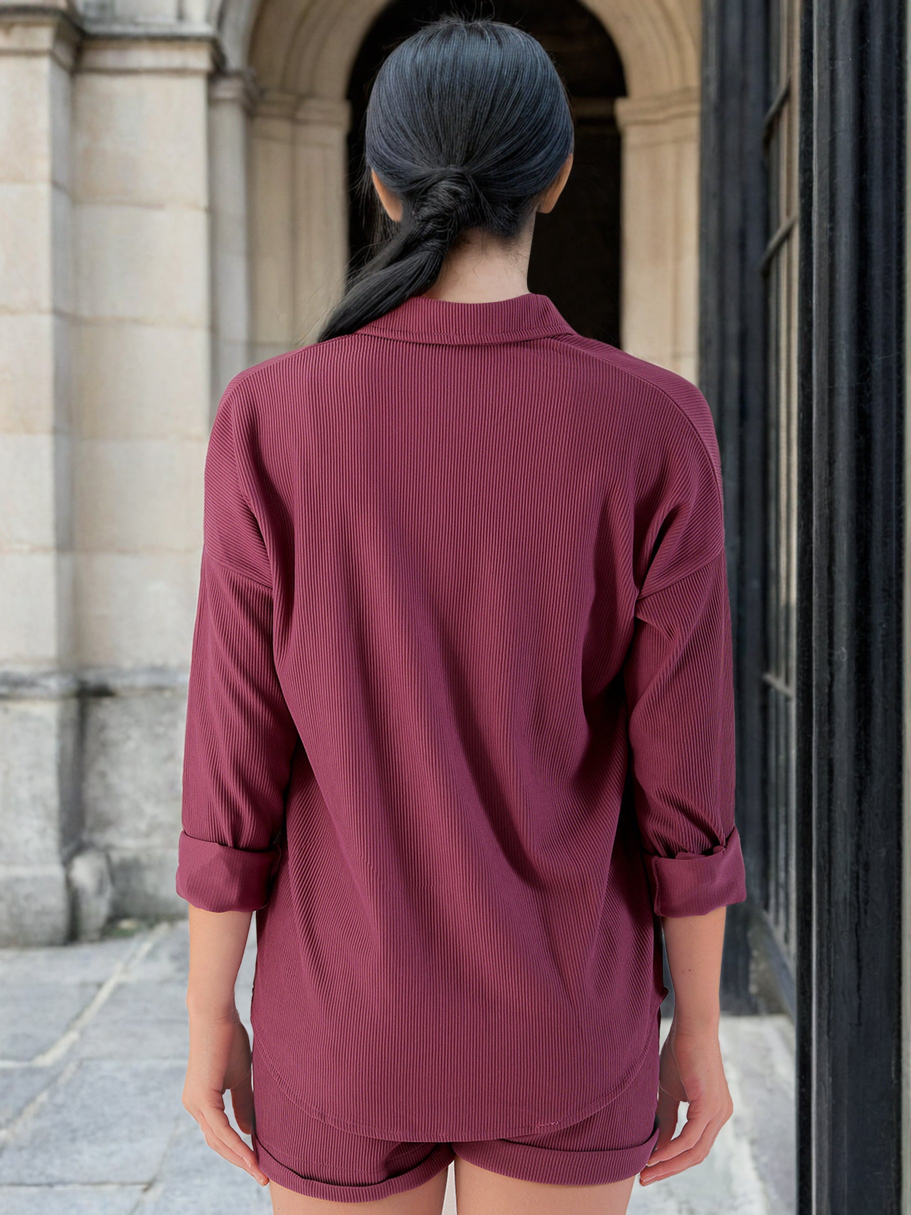 Women's Corduroy Cargo Pocket Oversized Shirt