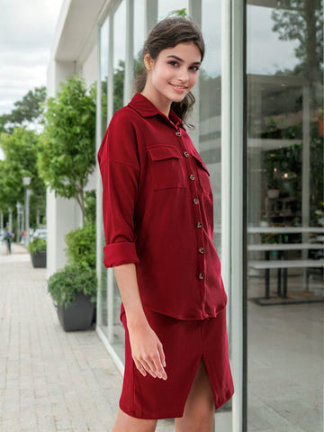 Women's Corduroy Cargo Pocket Oversized Shirt