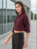 Women's Patch Pocket Corduroy Crop Shirt