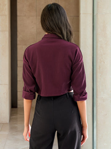 Women's Patch Pocket Corduroy Crop Shirt