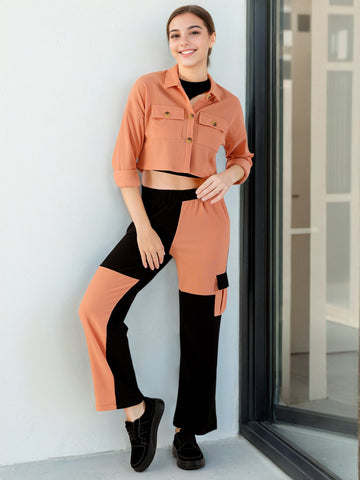 Women's Patch Pocket Corduroy Crop Shirt