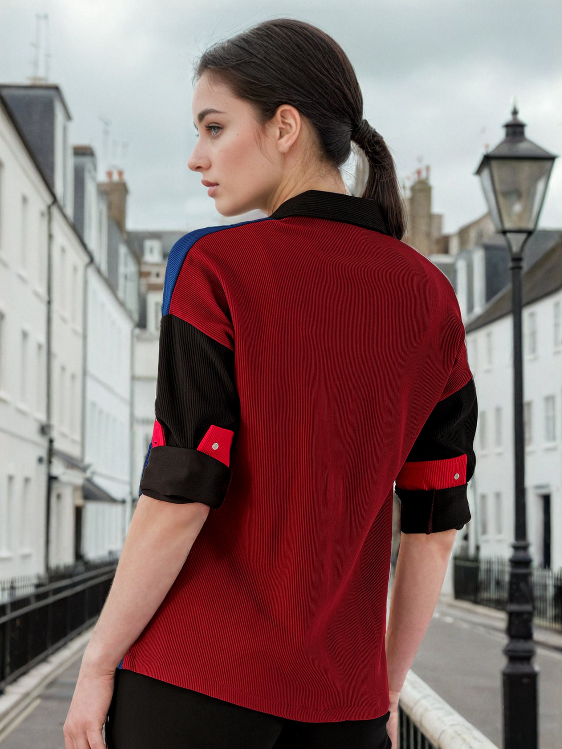 Women's Boxy Corduroy Colorblock Shirt