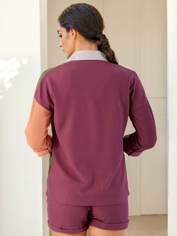 Women's Boxy Corduroy Colorblock Shirt