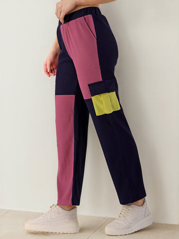 Women's Corduroy Colorblock Cargo Pocket Pant