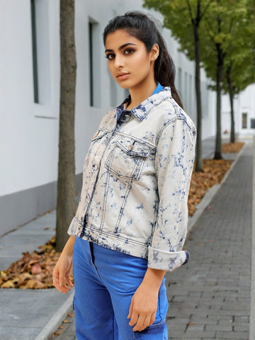 Women's Tie And Dye Trucker Denim Jacket