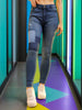 Women's Color Block Slim Fit Denim Jeans