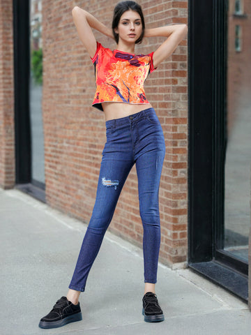 Women's Distressed Slim Fit Jeans