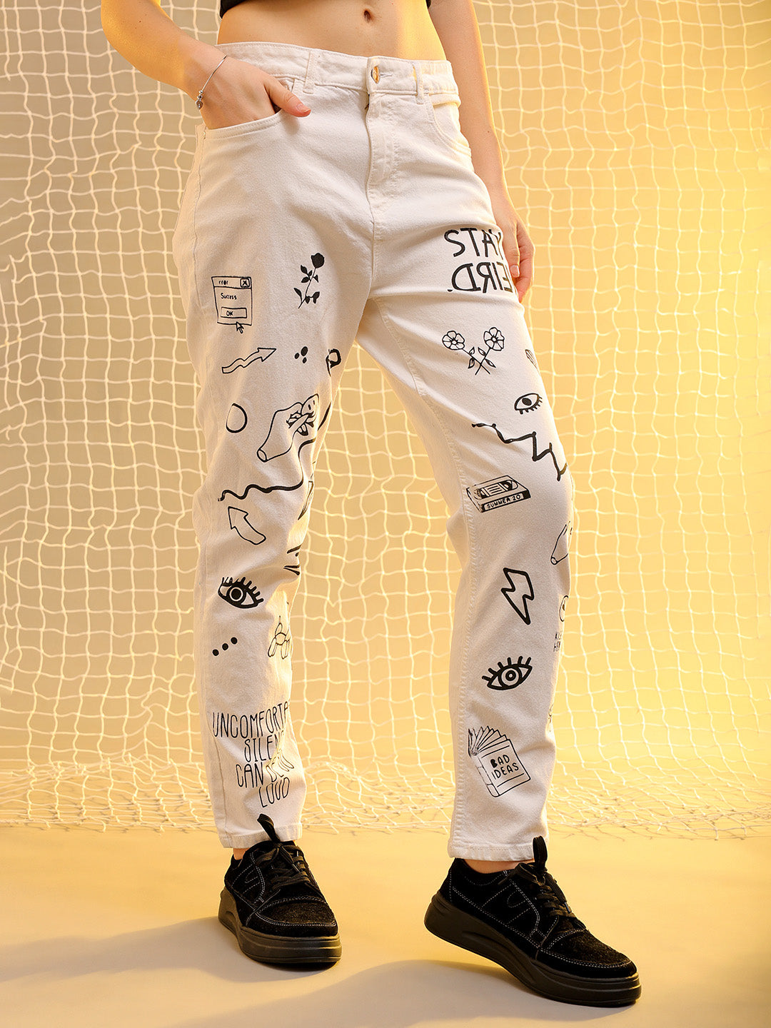 Women's Printed Straight Fit Jeans