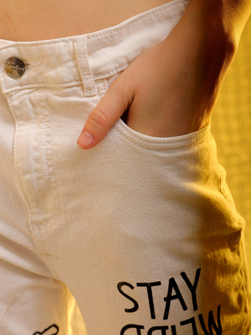 Women's Printed Straight Fit Jeans