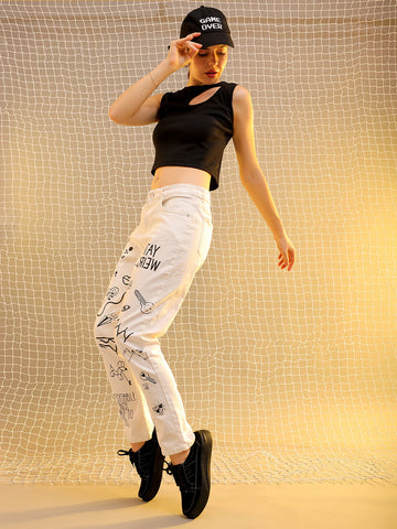 Women's Printed Straight Fit Jeans