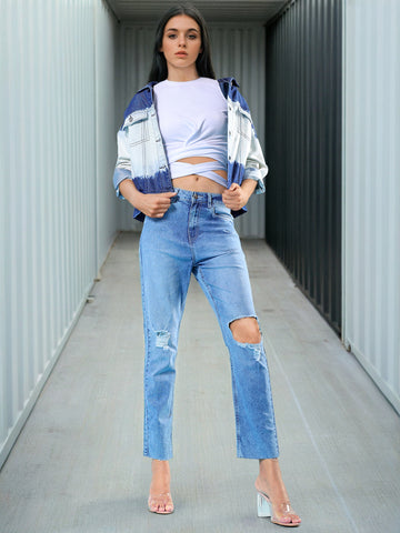 Women's Light Wash Straight Fit Denim Jeans