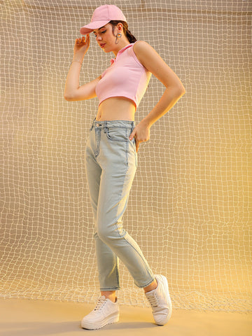 Women's Light Wash Straight Fit Denim Jeans