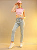 Women's Light Wash Straight Fit Denim Jeans