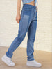 Women's Color Block Straight Fit Denim Jeans