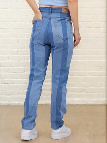 Women's Color Block Straight Fit Denim Jeans