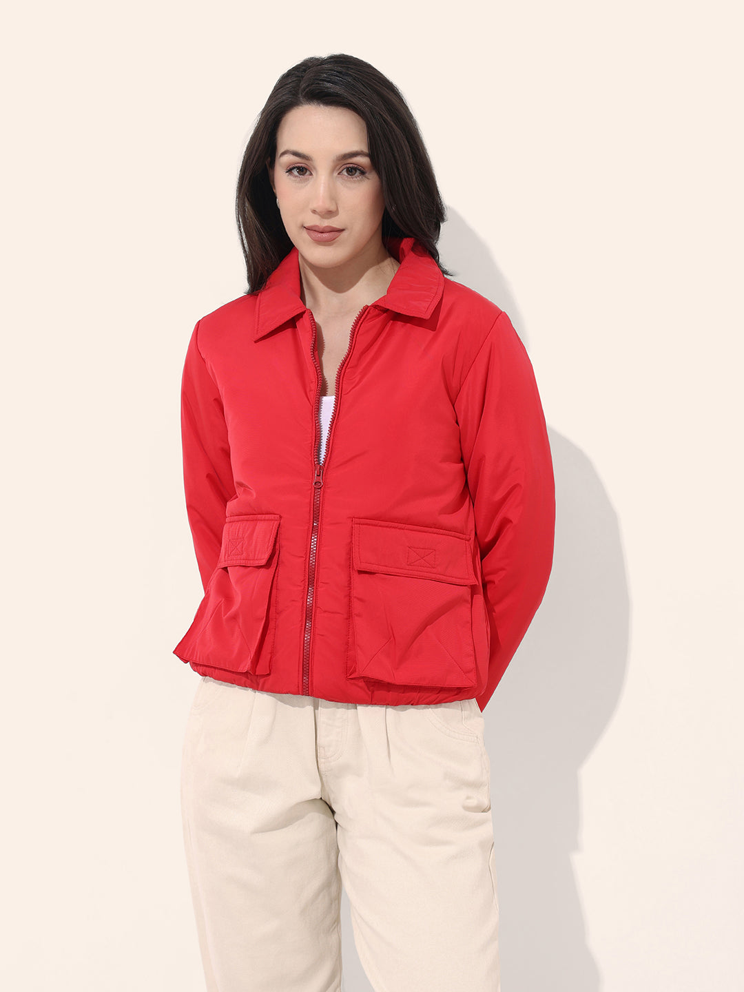 Women's Cargo Pocket Crop Winter Jacket