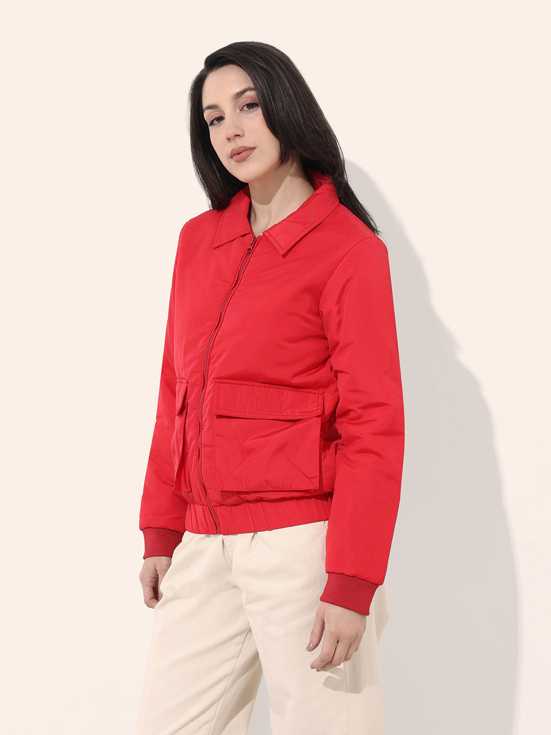 Women's Cargo Pocket Crop Winter Jacket