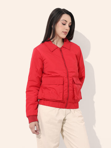Women's Cargo Pocket Crop Winter Jacket