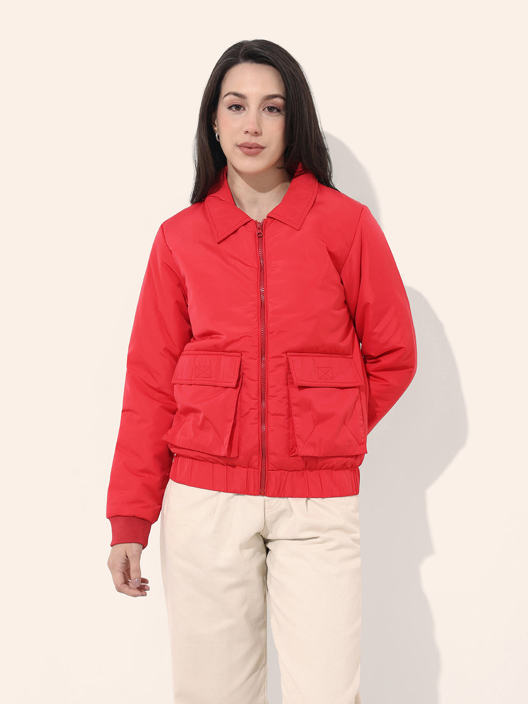 Women's Cargo Pocket Crop Winter Jacket
