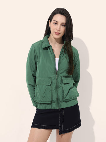 Women's Cargo Pocket Crop Winter Jacket
