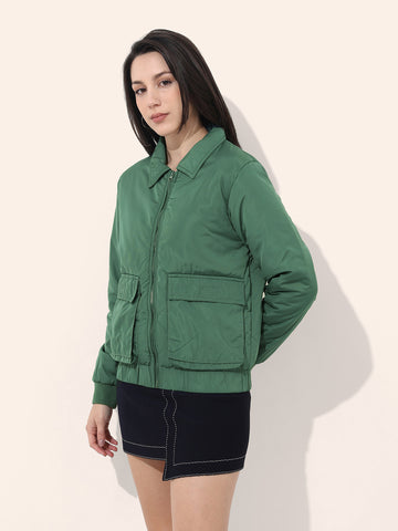 Women's Cargo Pocket Crop Winter Jacket