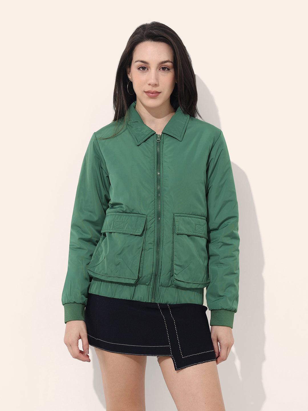 Women's Cargo Pocket Crop Winter Jacket