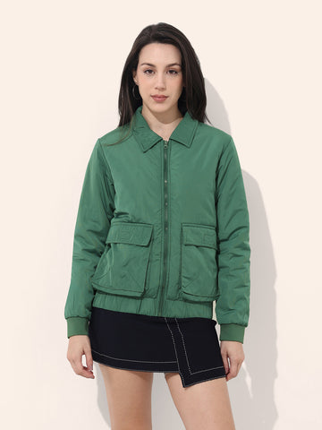 Women's Cargo Pocket Crop Winter Jacket