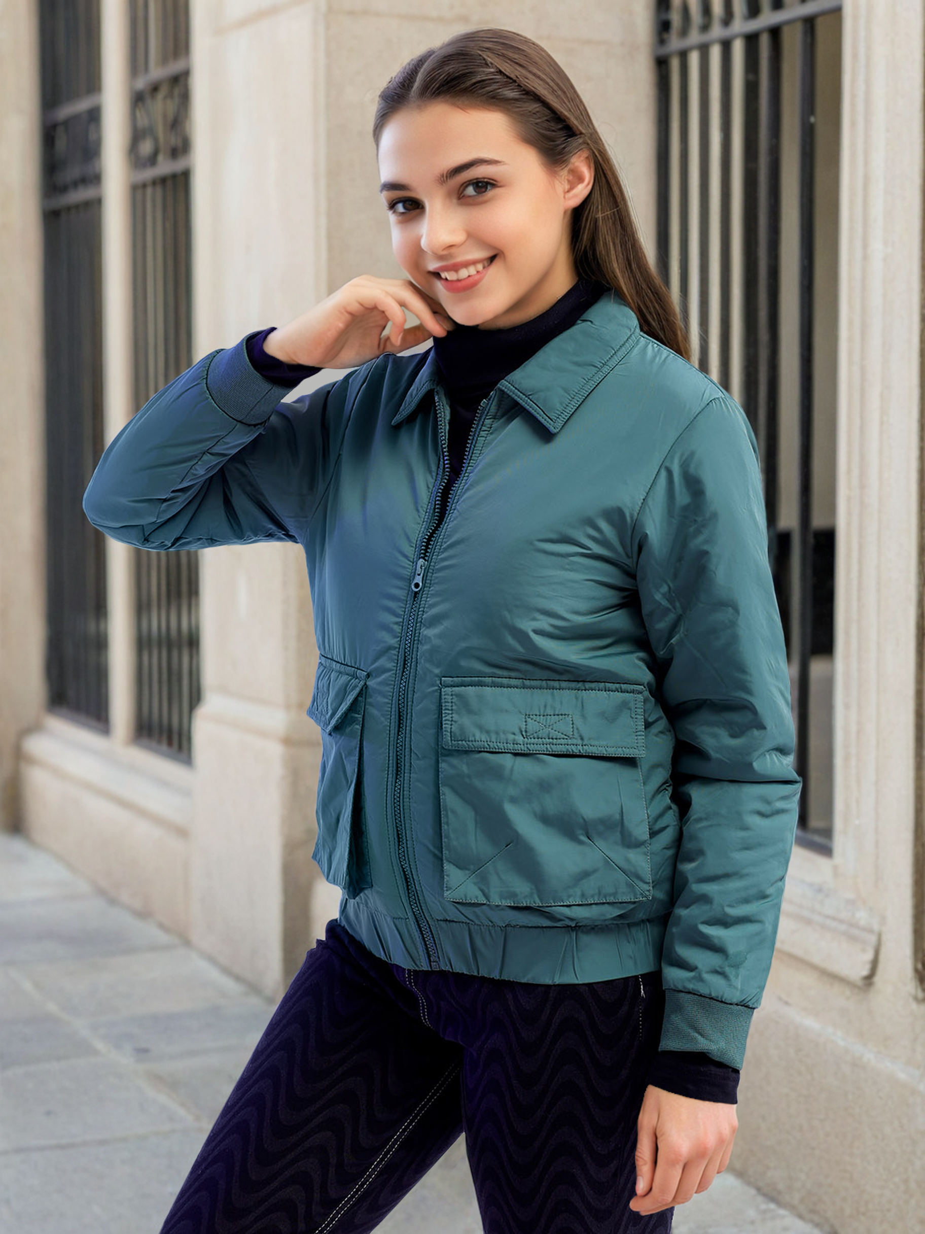 Women's Cargo Pocket Crop Winter Jacket