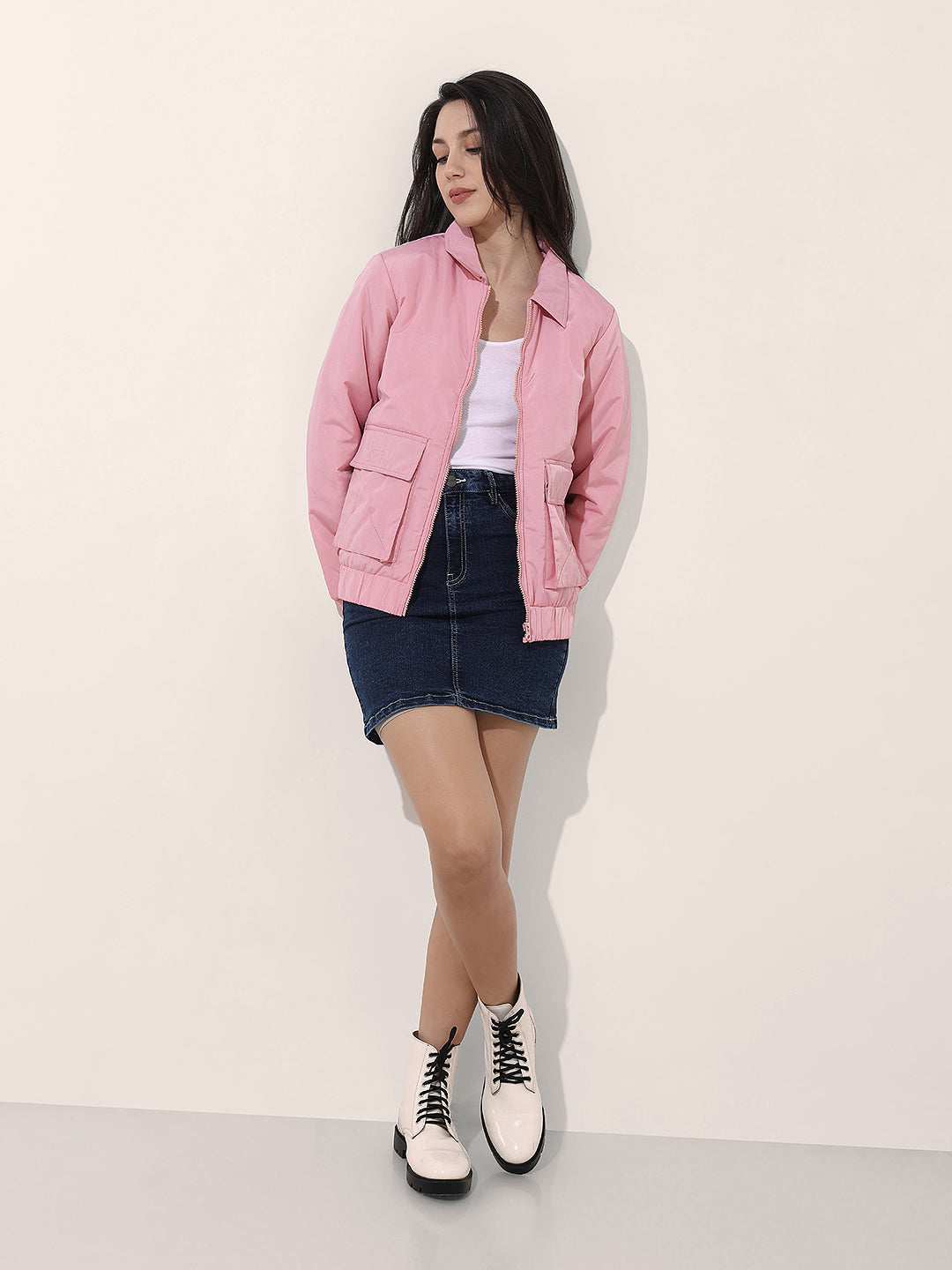 Women's Cargo Pocket Crop Winter Jacket