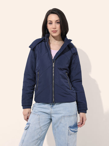 Women's Quilted Jacket With Fur Insert