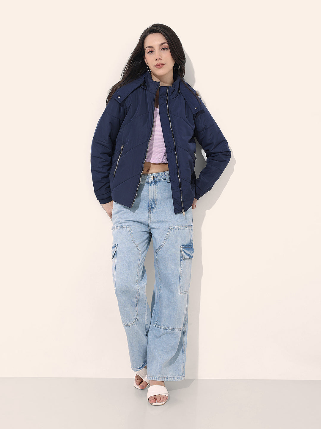 Women's Quilted Jacket With Fur Insert