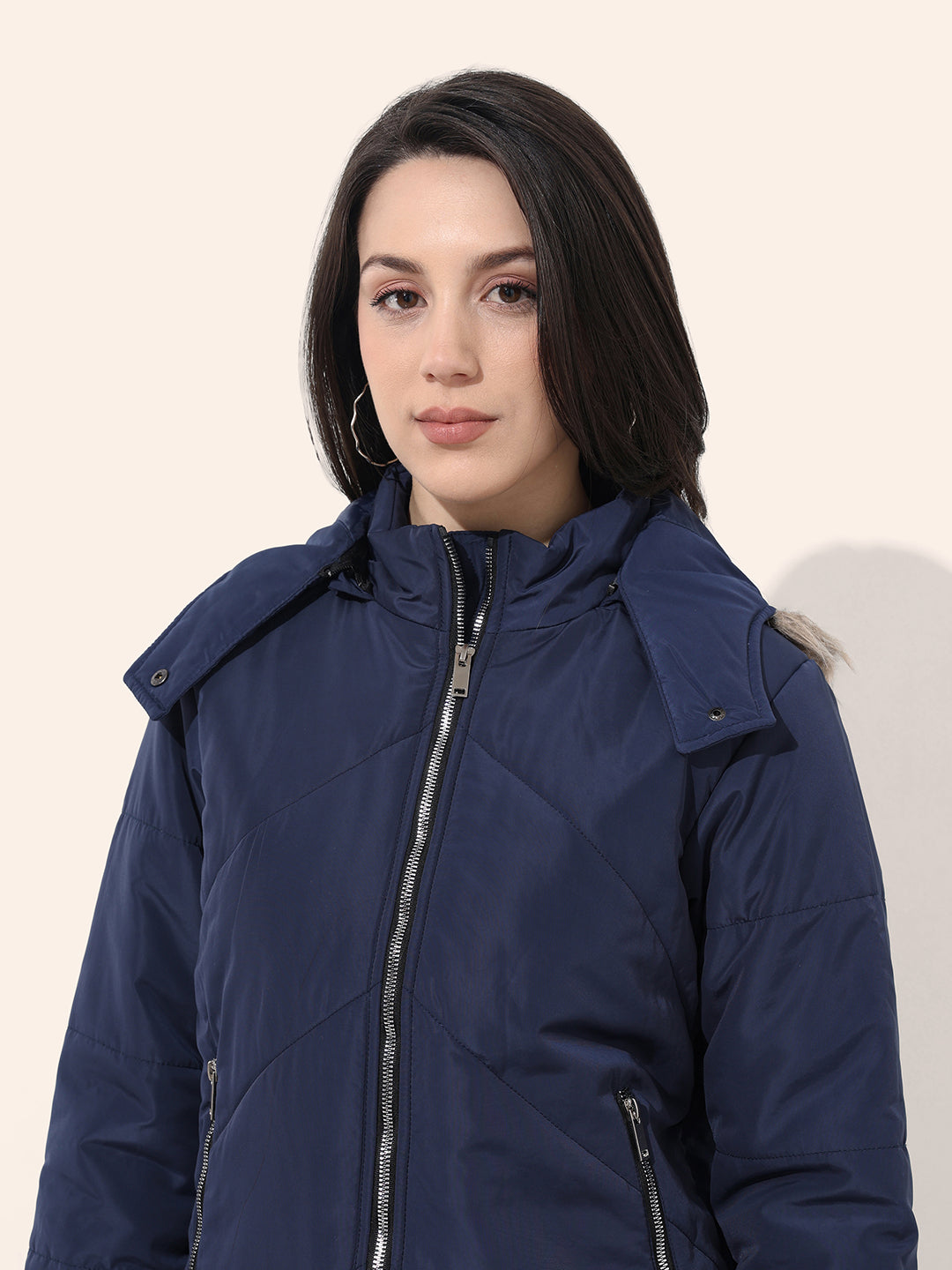 Women's Quilted Jacket With Fur Insert