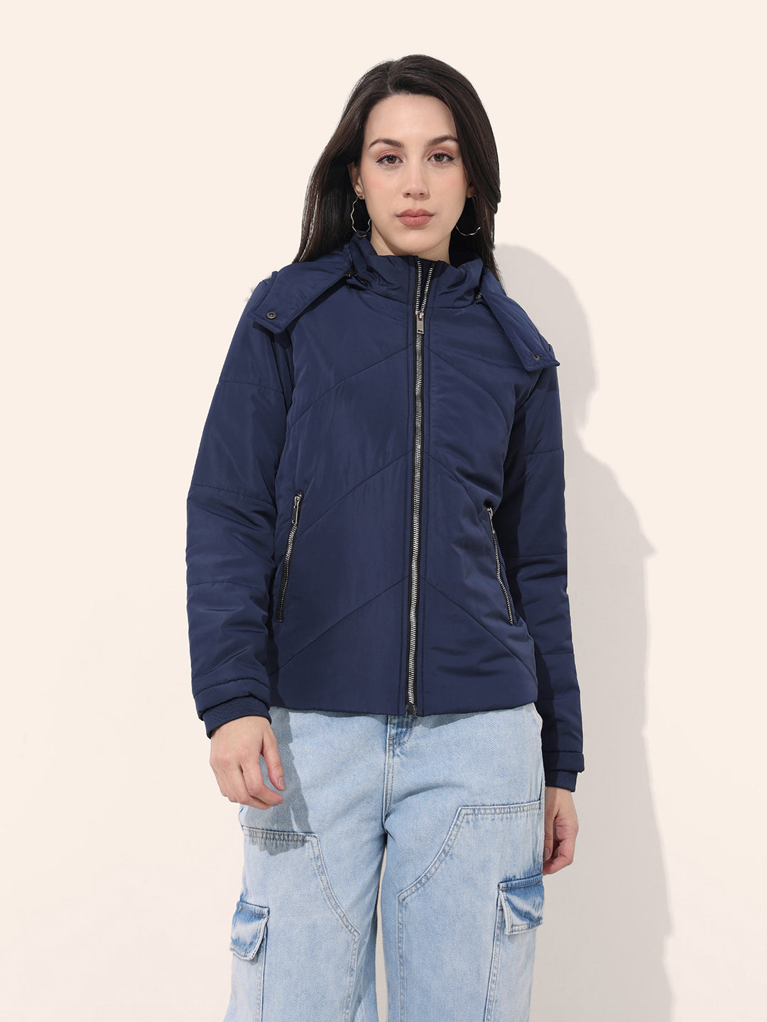 Women's Quilted Jacket With Fur Insert